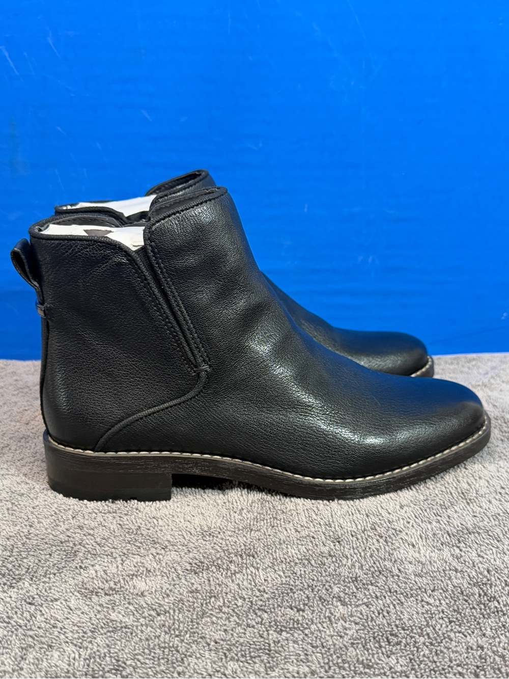 Franco Sarto Black Leather Zip Ankle Boot - Picture 4 of 8